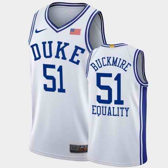 Men Duke Blue Devils Mike Buckmire Equality College Basketball White Blm Social Justice Jersey